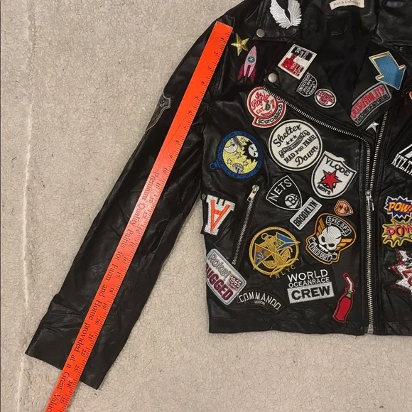 Hot & Delicious Embellished Black Faux Leather Moto Jacket Large - Picture 5 of 10